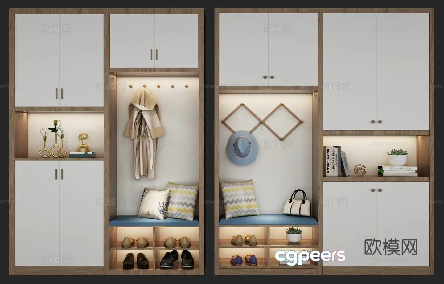 Nordic shoe cabinet combination 3D model