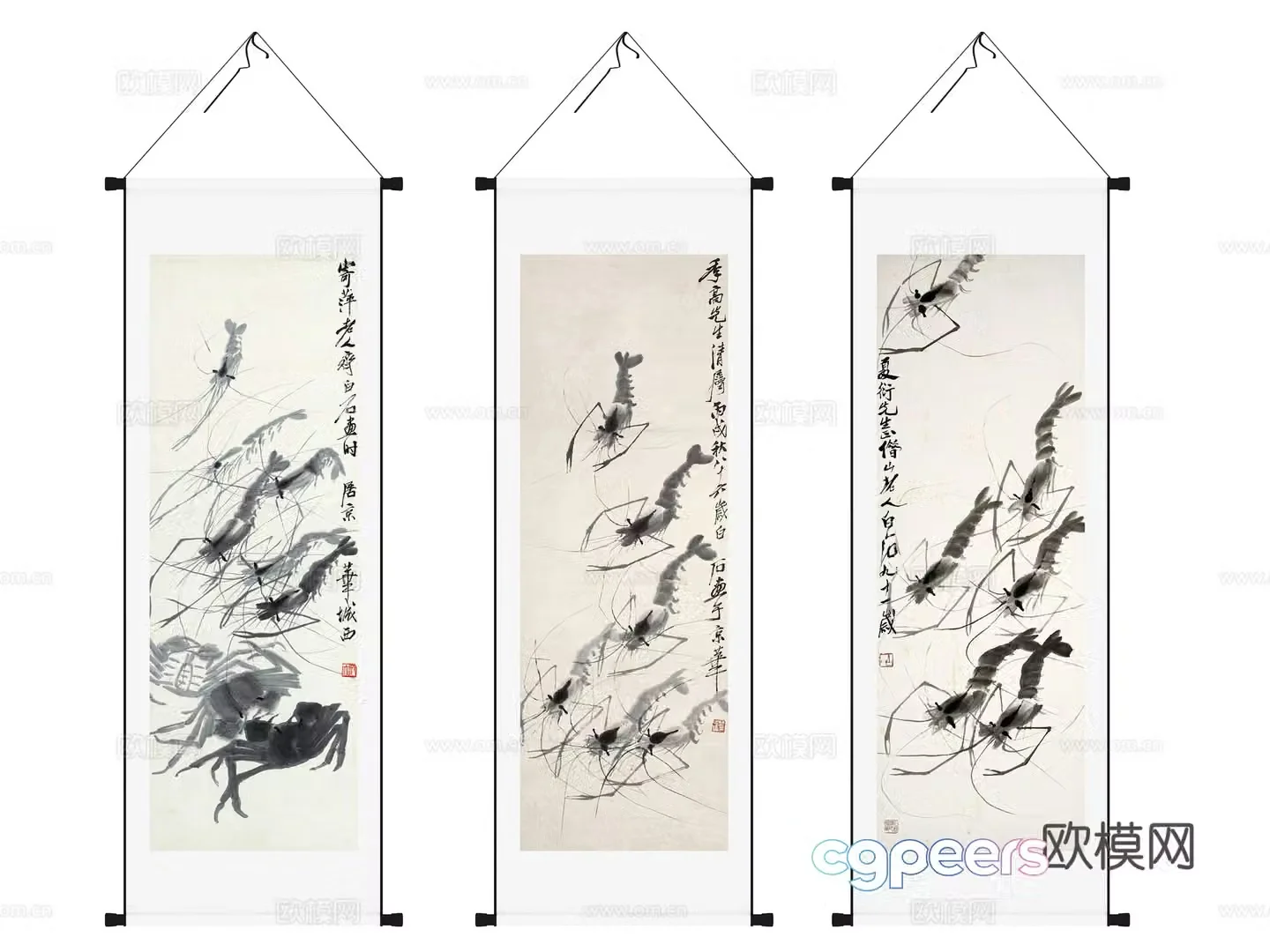 Chinese scrolls Calligraphy paintings Calligraphy and paintings Decorative paintings Calligraphy 3D model
