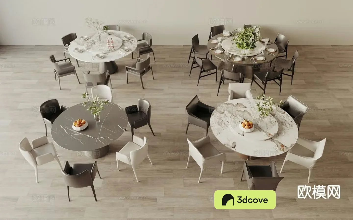 Modern round dining table and chairs