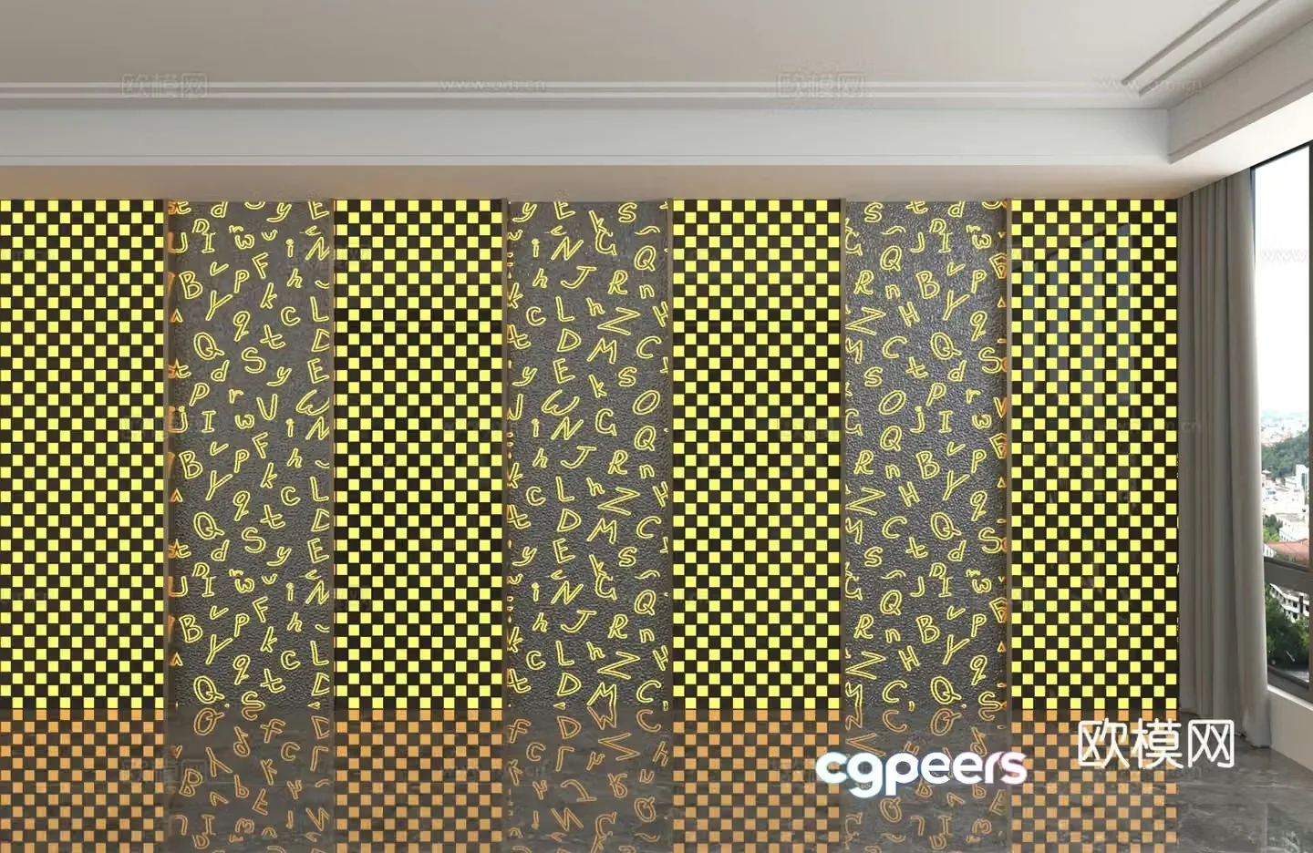 Modern background wall 3d model