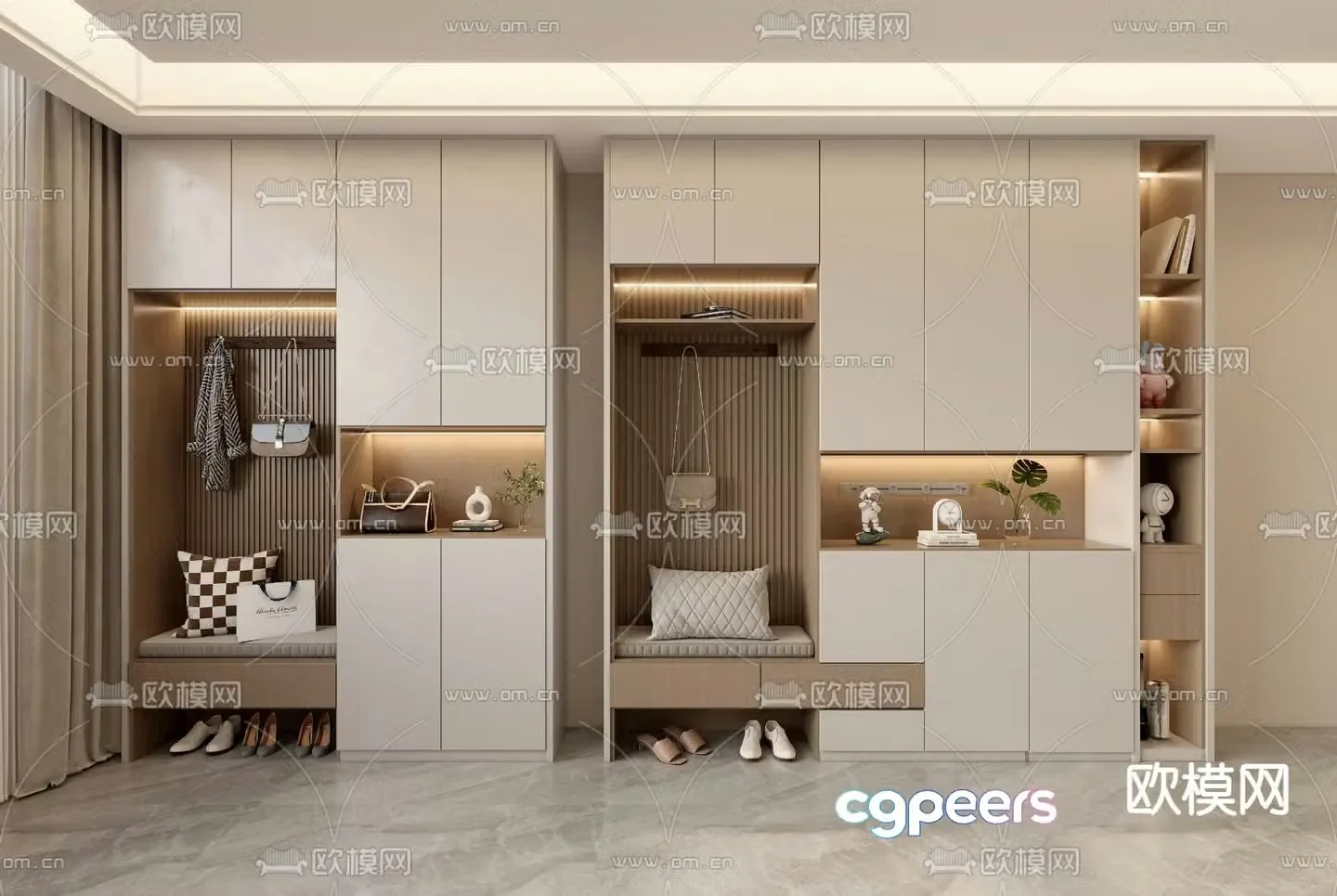 Modern entrance shoe cabinet shoe and hat cabinet 3d model