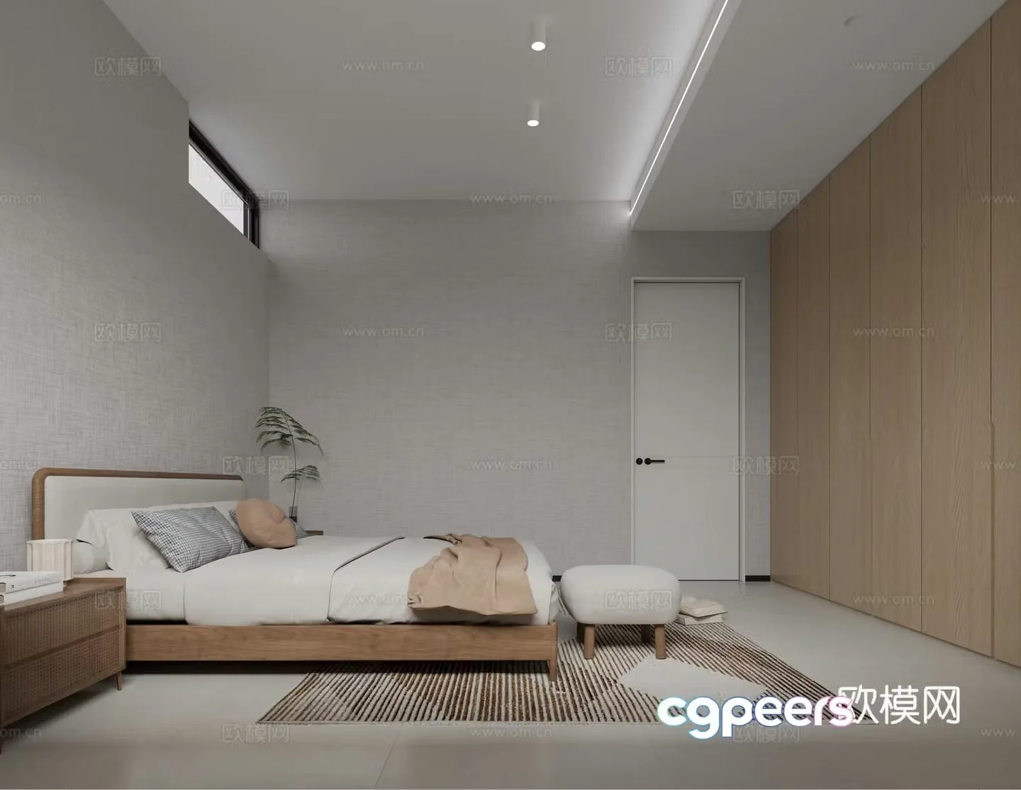 Modern minimalist bedroom Nanny room 3d model