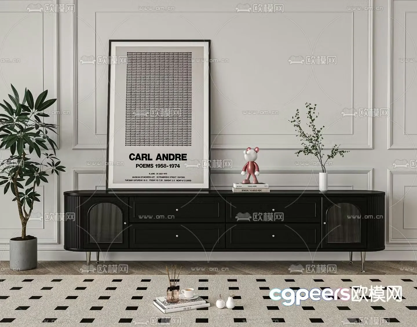 French TV cabinet 3d model
