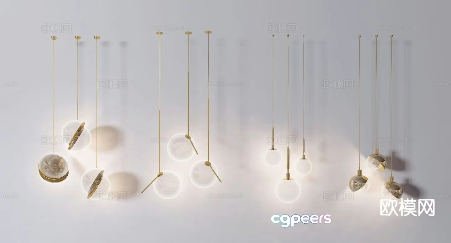 Light luxury glass chandelier 3d model