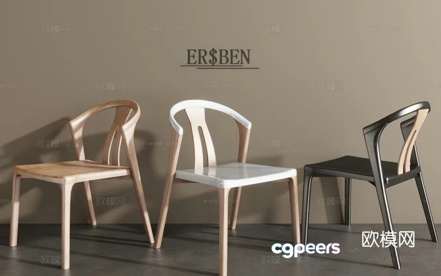 New Chinese dining chair leisure chair 3d model