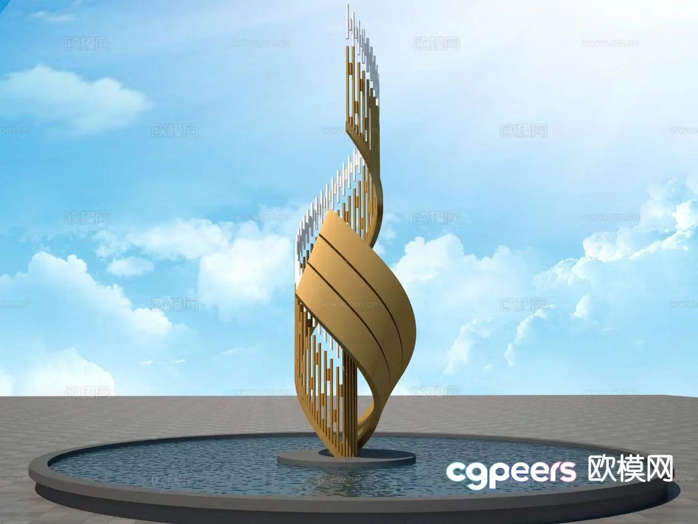Spiral abstract sculpture landscape sculpture 3d model