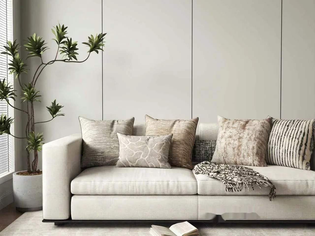 Modern White Sofa 3D Model – 20058 – VRAY Render
