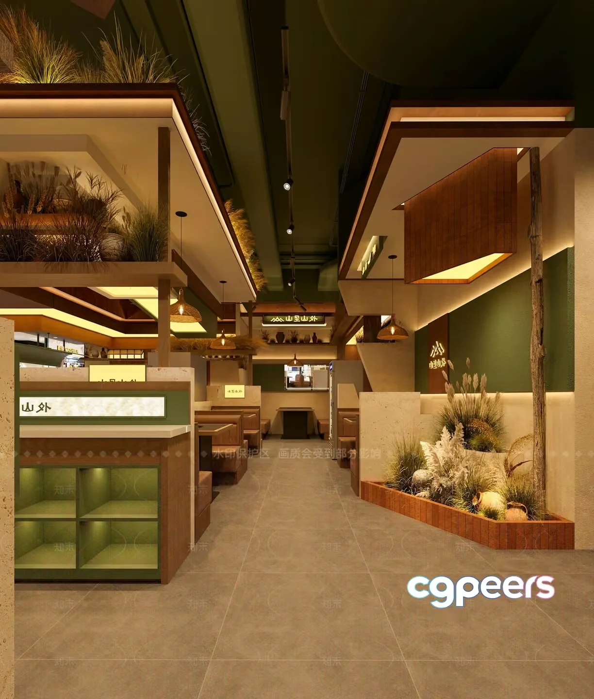 A Modern Restaurant With A Natural Theme 3D Model – 11057 – VRAY Render