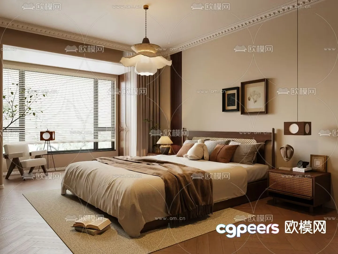 Middle style bedroom master bedroom 3D model