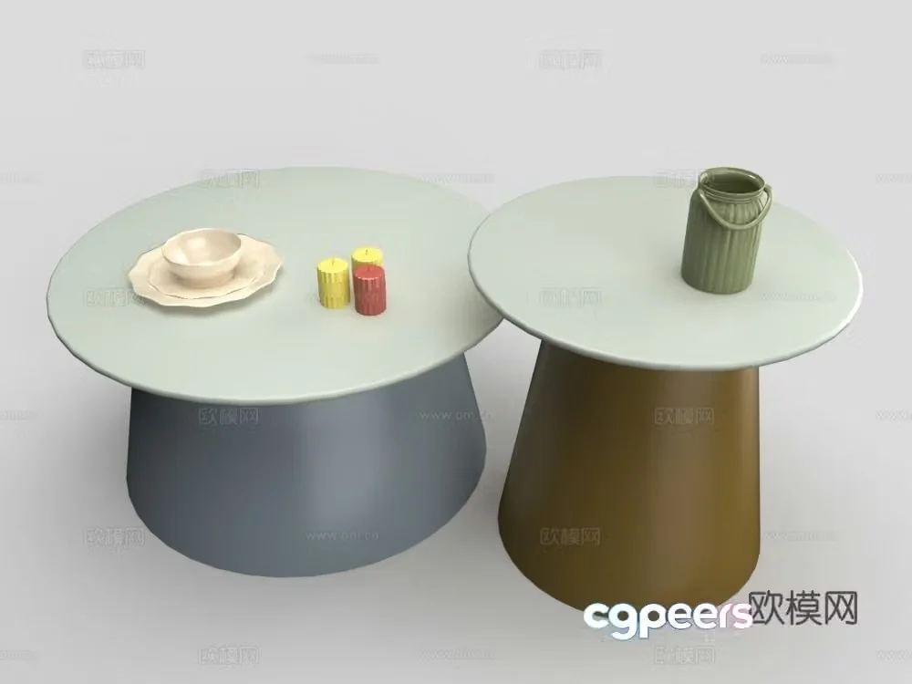 Light luxury coffee table round table 3D model
