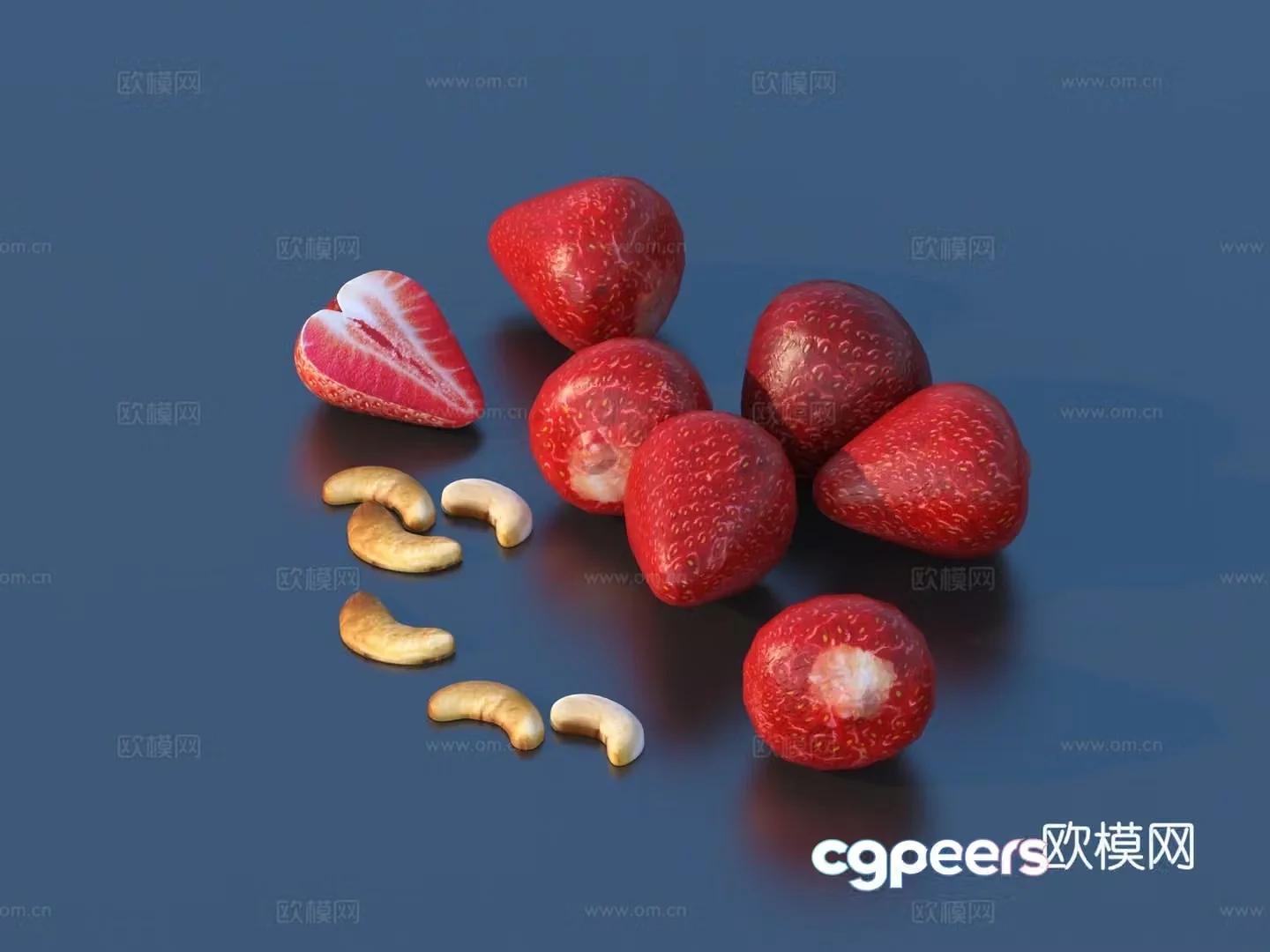Pistachio Strawberry Fruit 3D Model