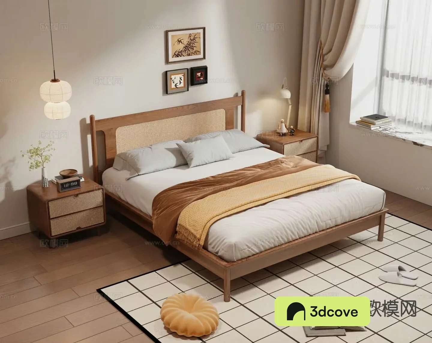 Middle-aged double bed 3D model