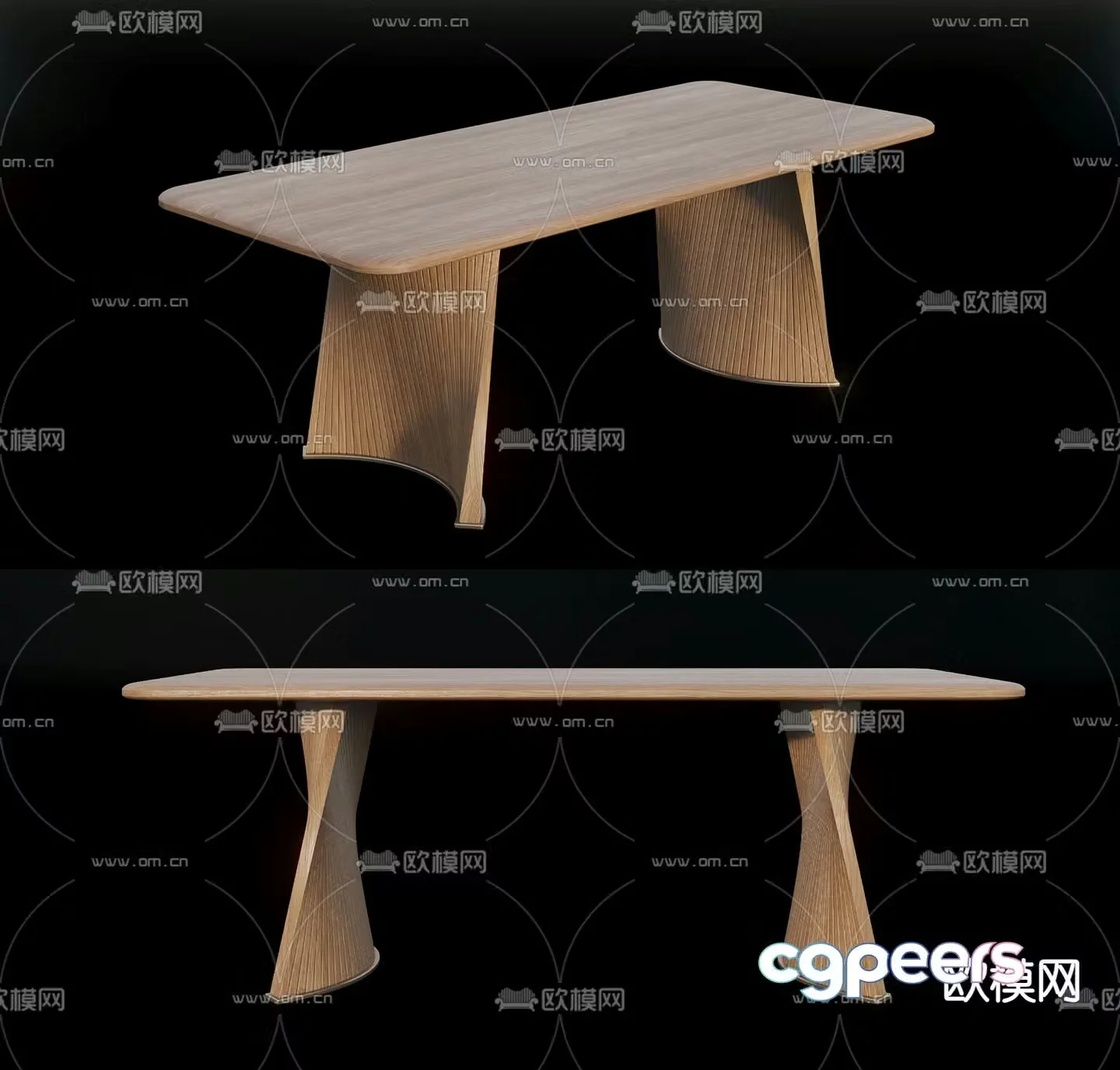 Solid wood dining table long table wooden table 3d model
