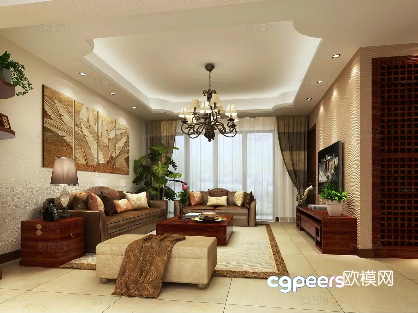 New Chinese style living room sofa 3d model