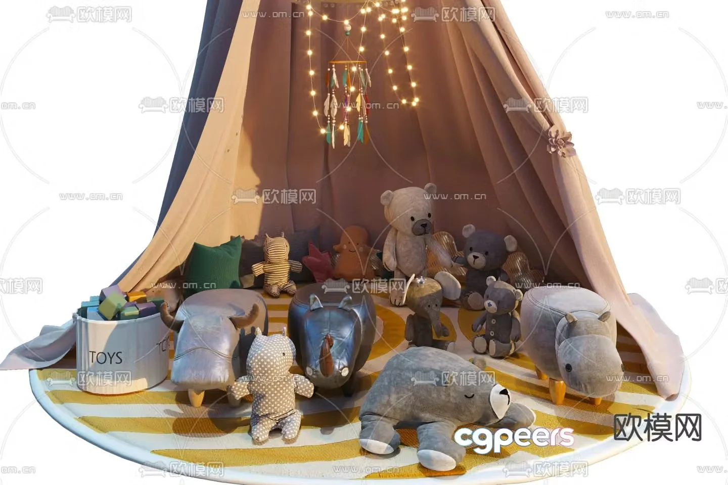 Modern children’s tent plush toy 3d model