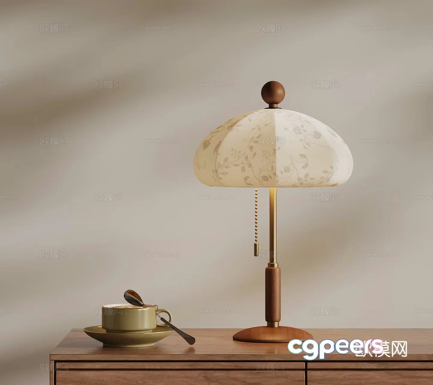 French medieval table lamp coffee cup 3d model