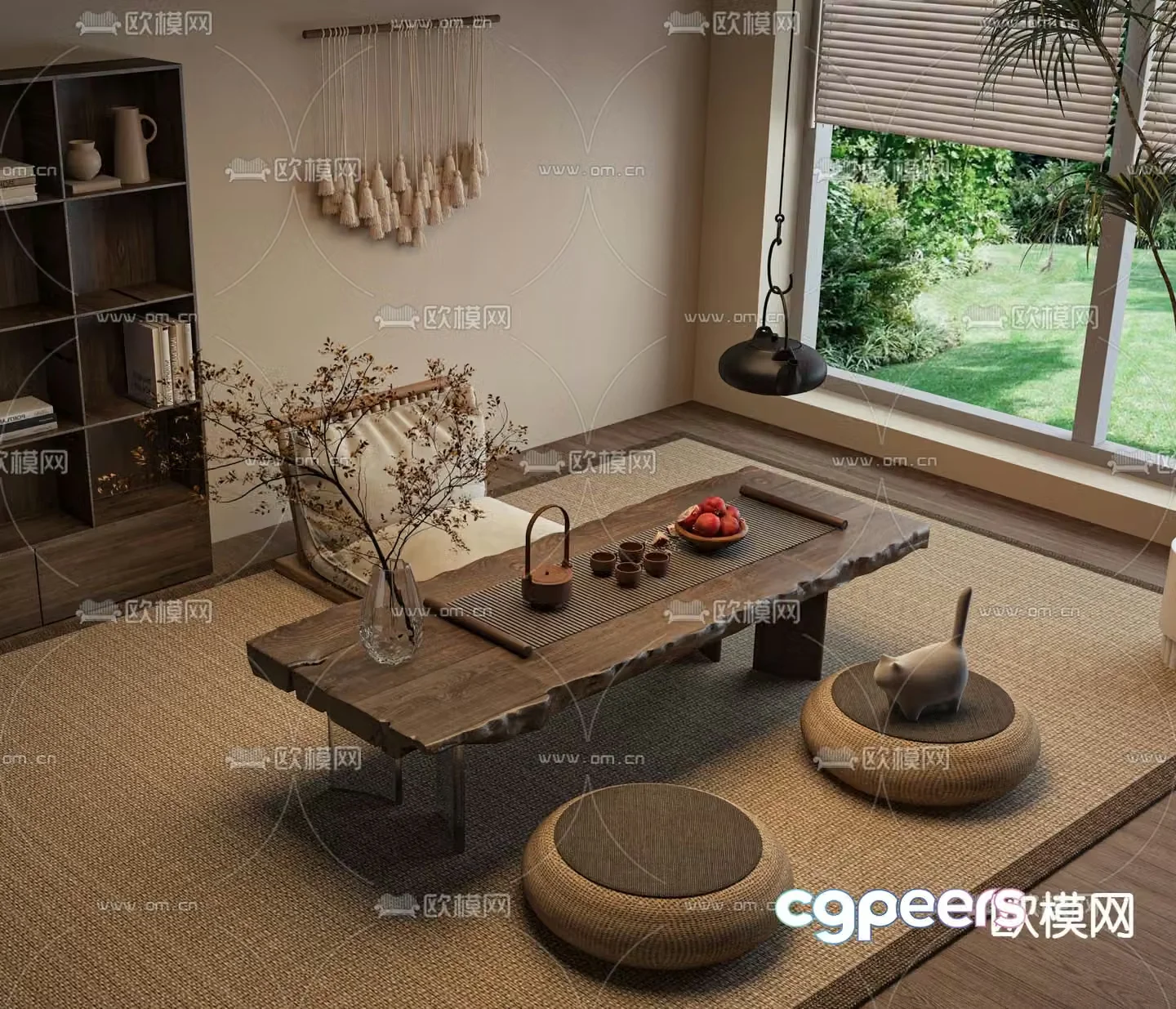 Medieval style tea table tatami tea table 3d model