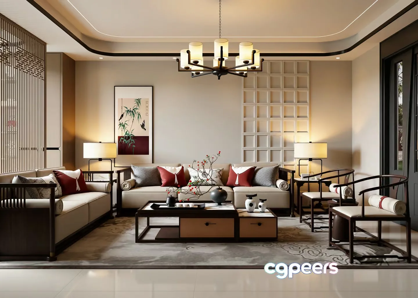 Modern Living Room 3D Model – 22196 – VRAY Render