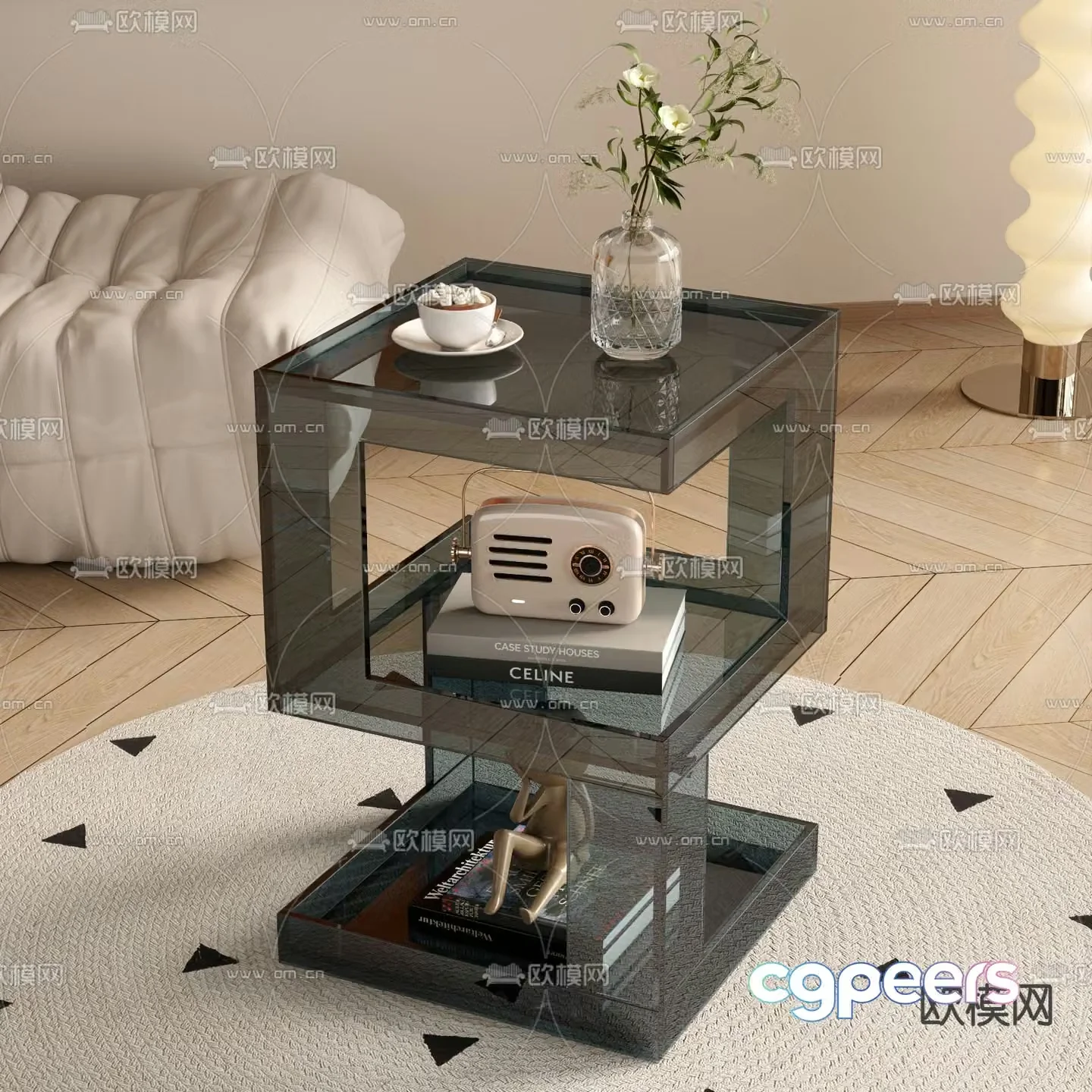 Light luxury acrylic angle table side table 3D model