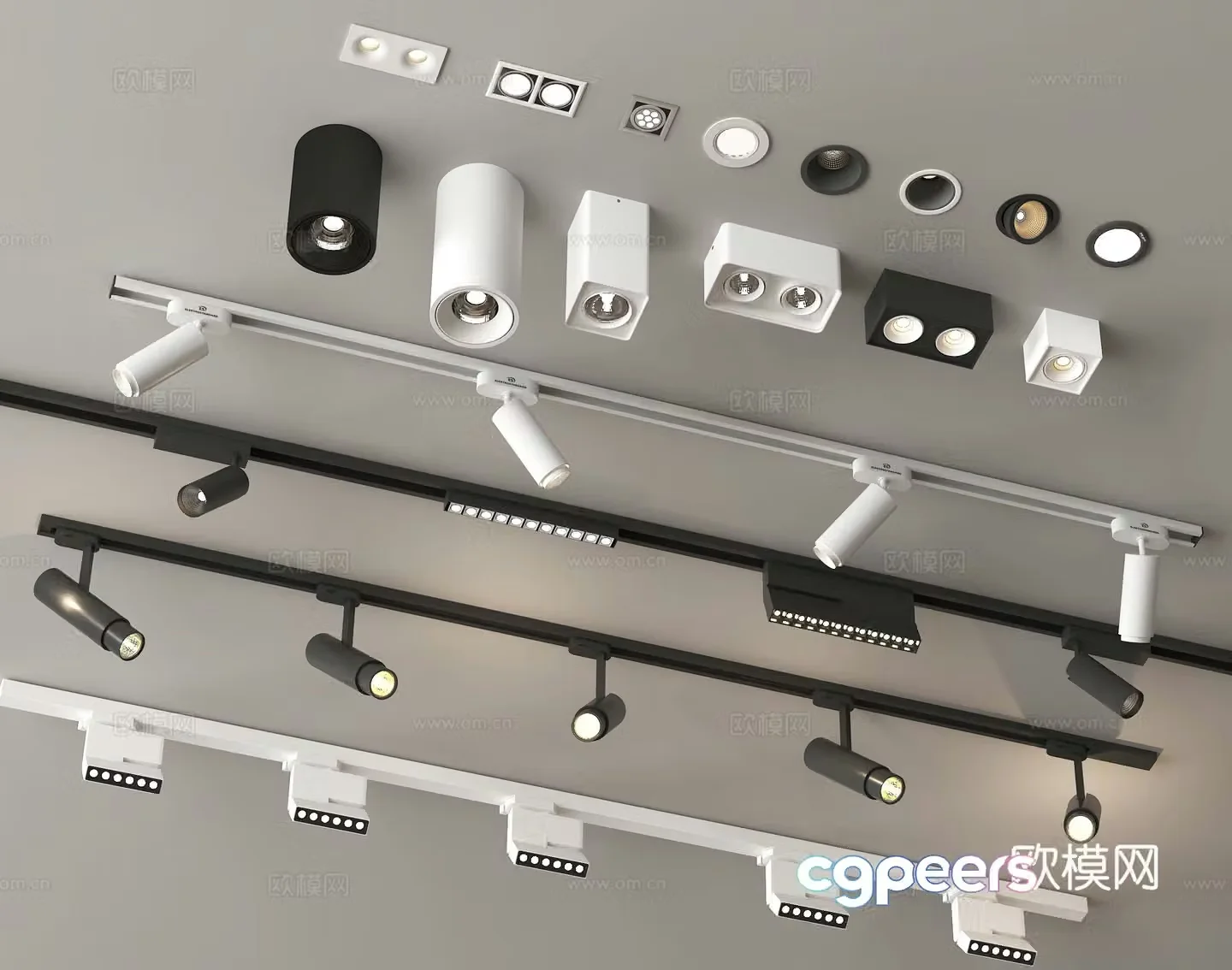 Spotlight Downlight Track Light Light Bar 3D Model