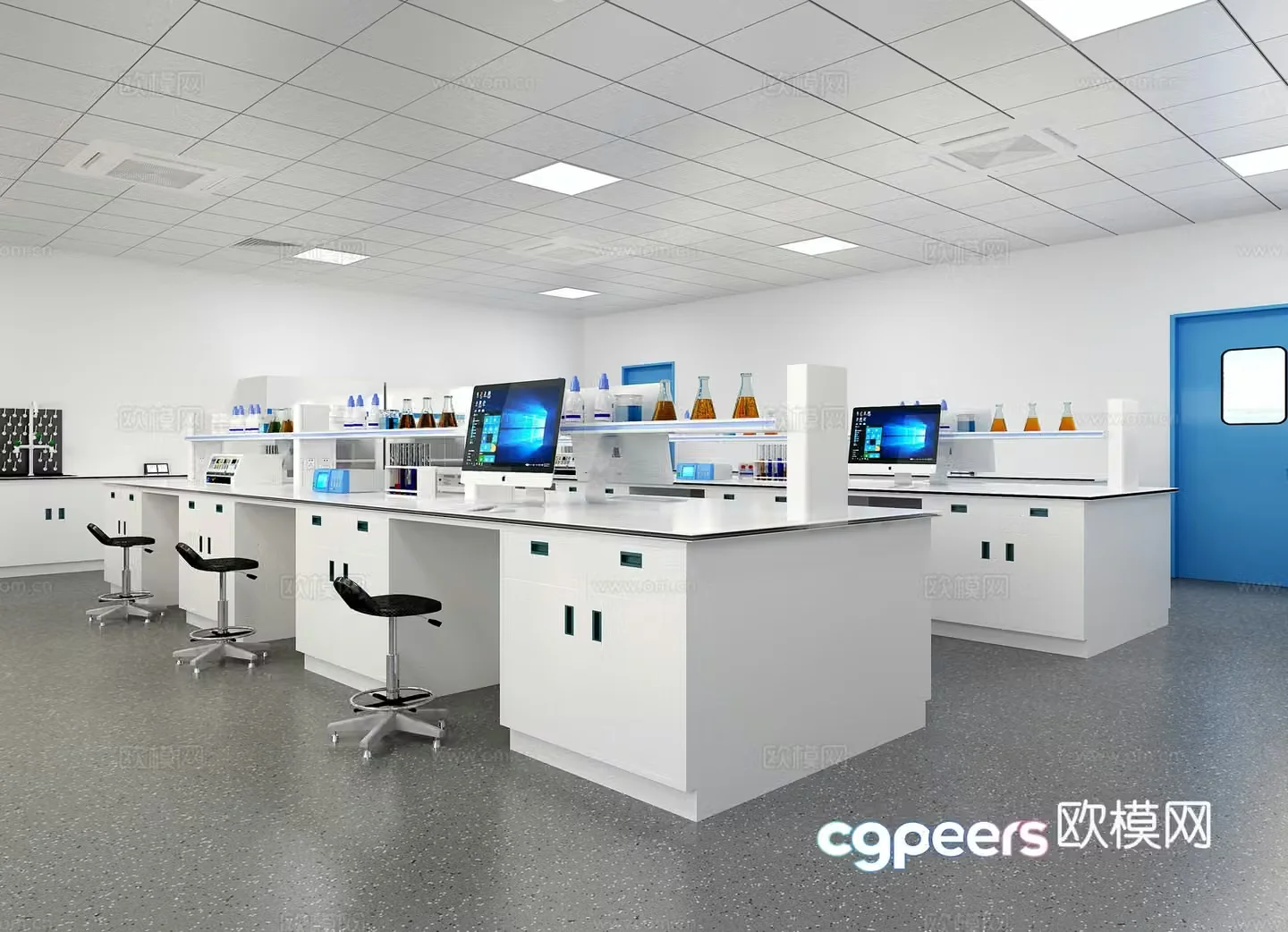 Modern physical and chemical room laboratory 3d model