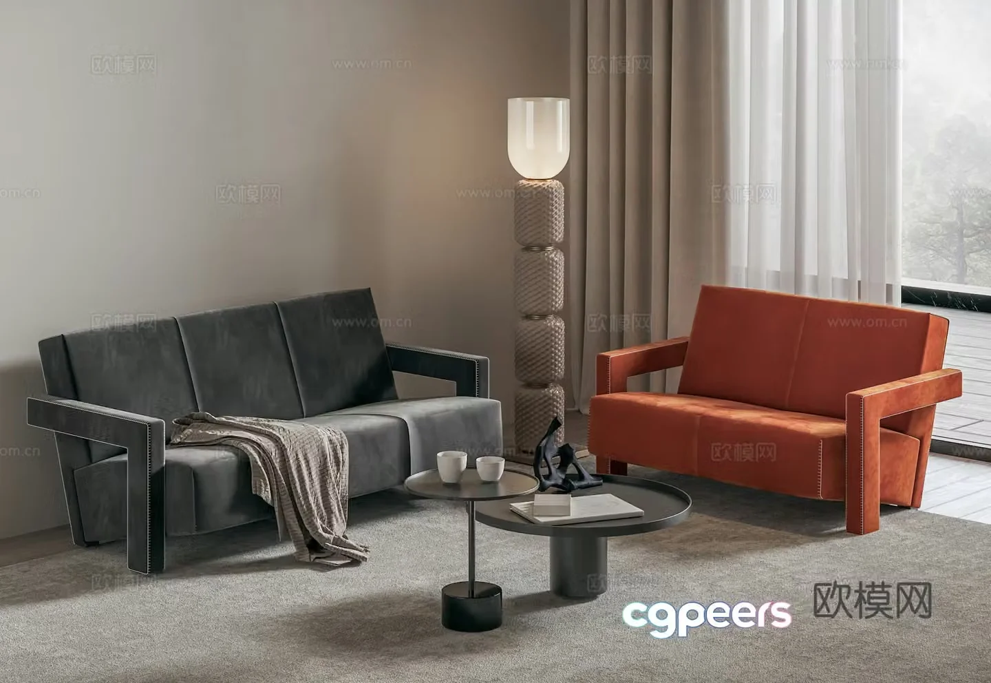 Cassina Italian sectional sofa 3d model