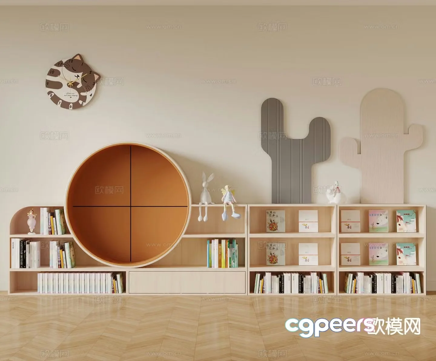 Modern children’s bookshelf storage rack children’s cabinet 3D model