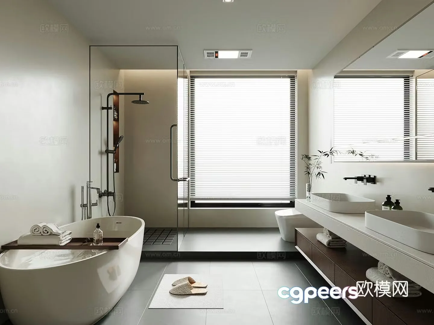 Modern bathroom bathroom cabinet bathtub toilet rain partition 3D model