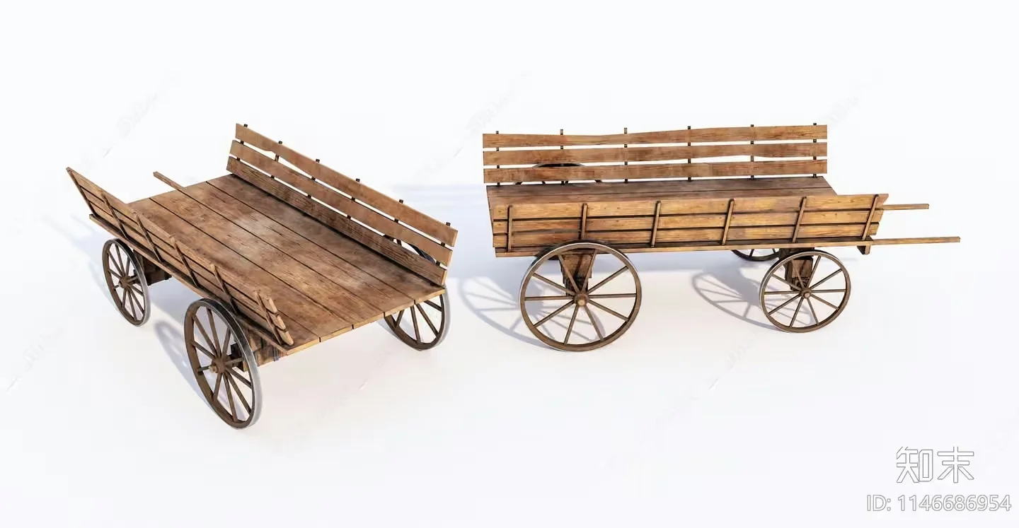 Wooden Cart 3D Model – 21012 – VRAY Render