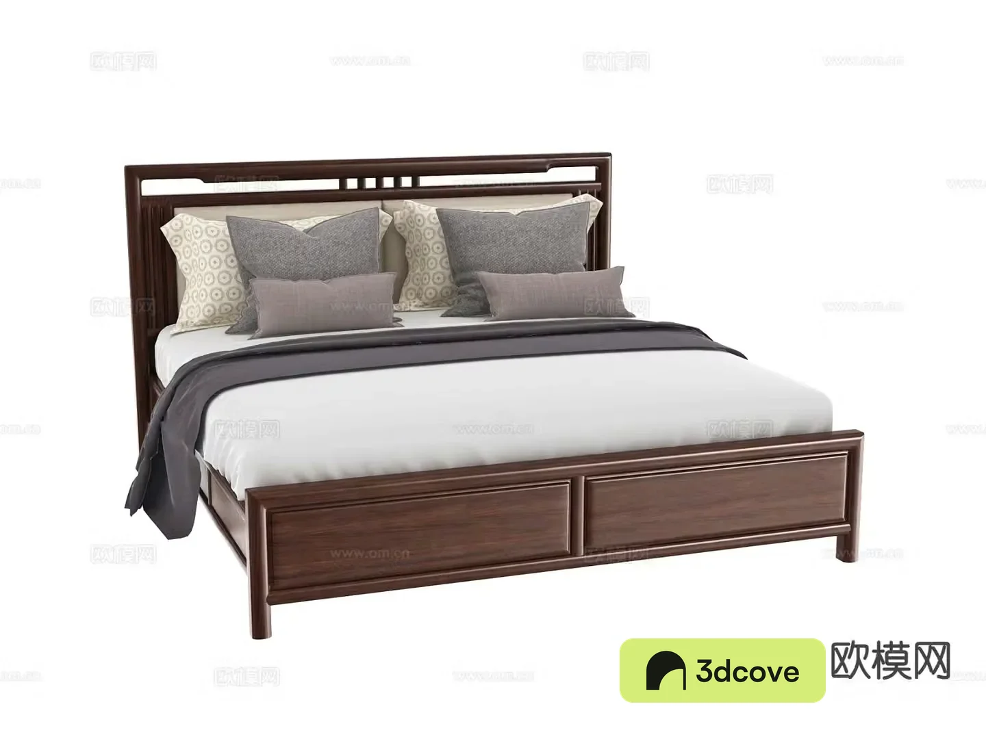 New Chinese style double bed walnut bed