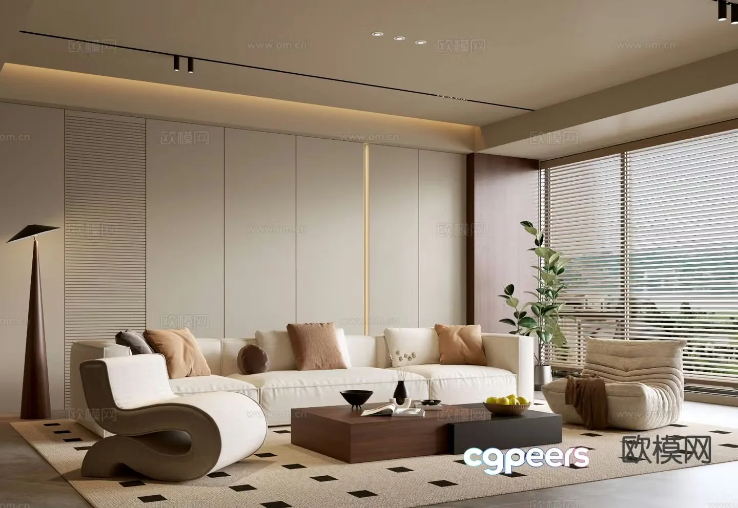 Wabi-sabi living room 3d model