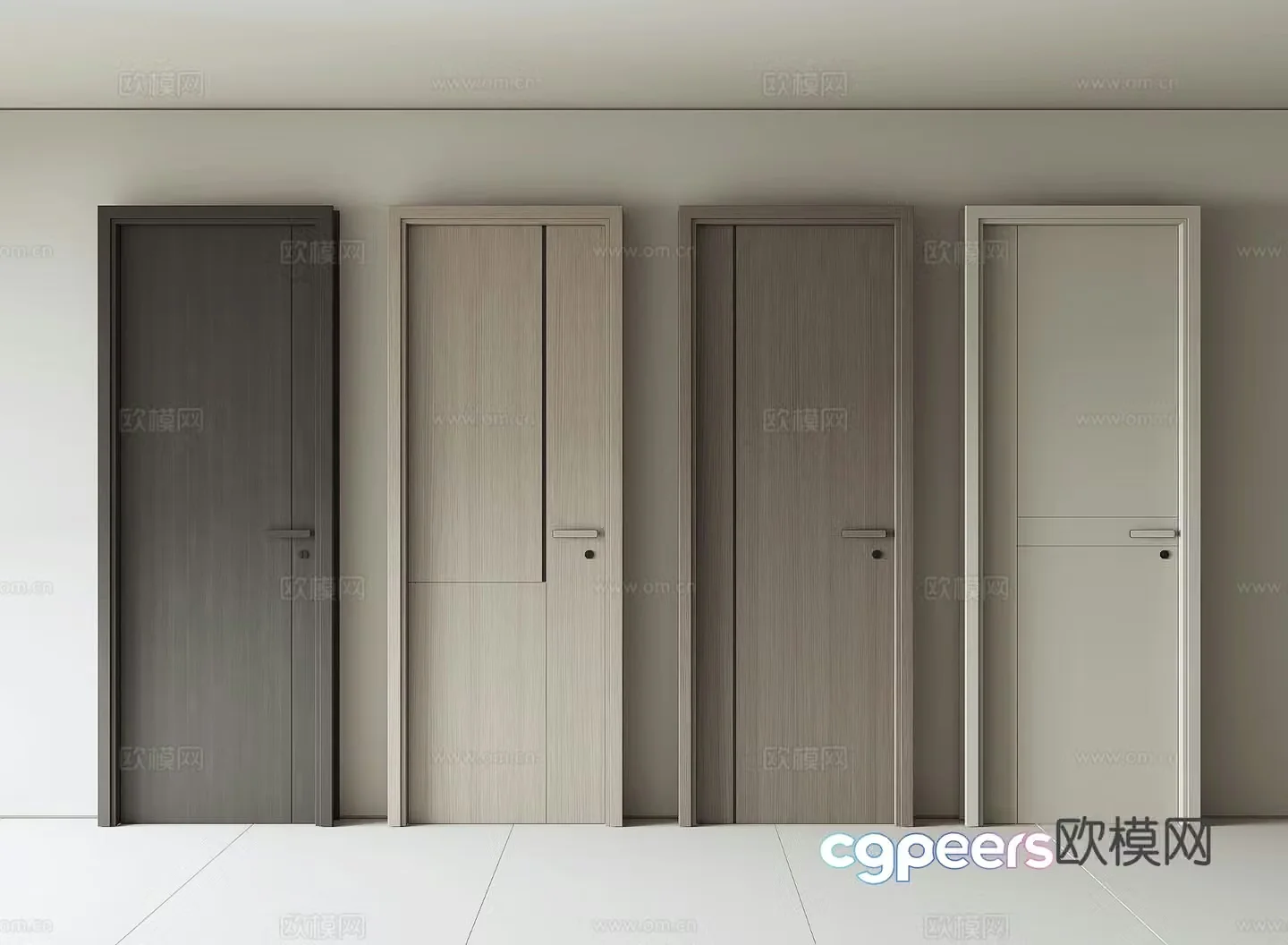 Modern room door wooden door single door 3d model