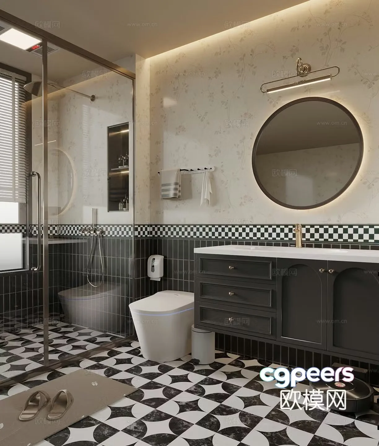 French bathroom bathroom cabinet toilet 3d model
