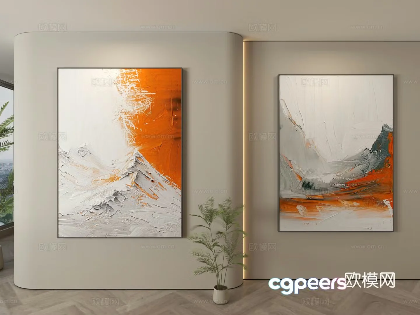 Modern texture painting decorative painting 3d model