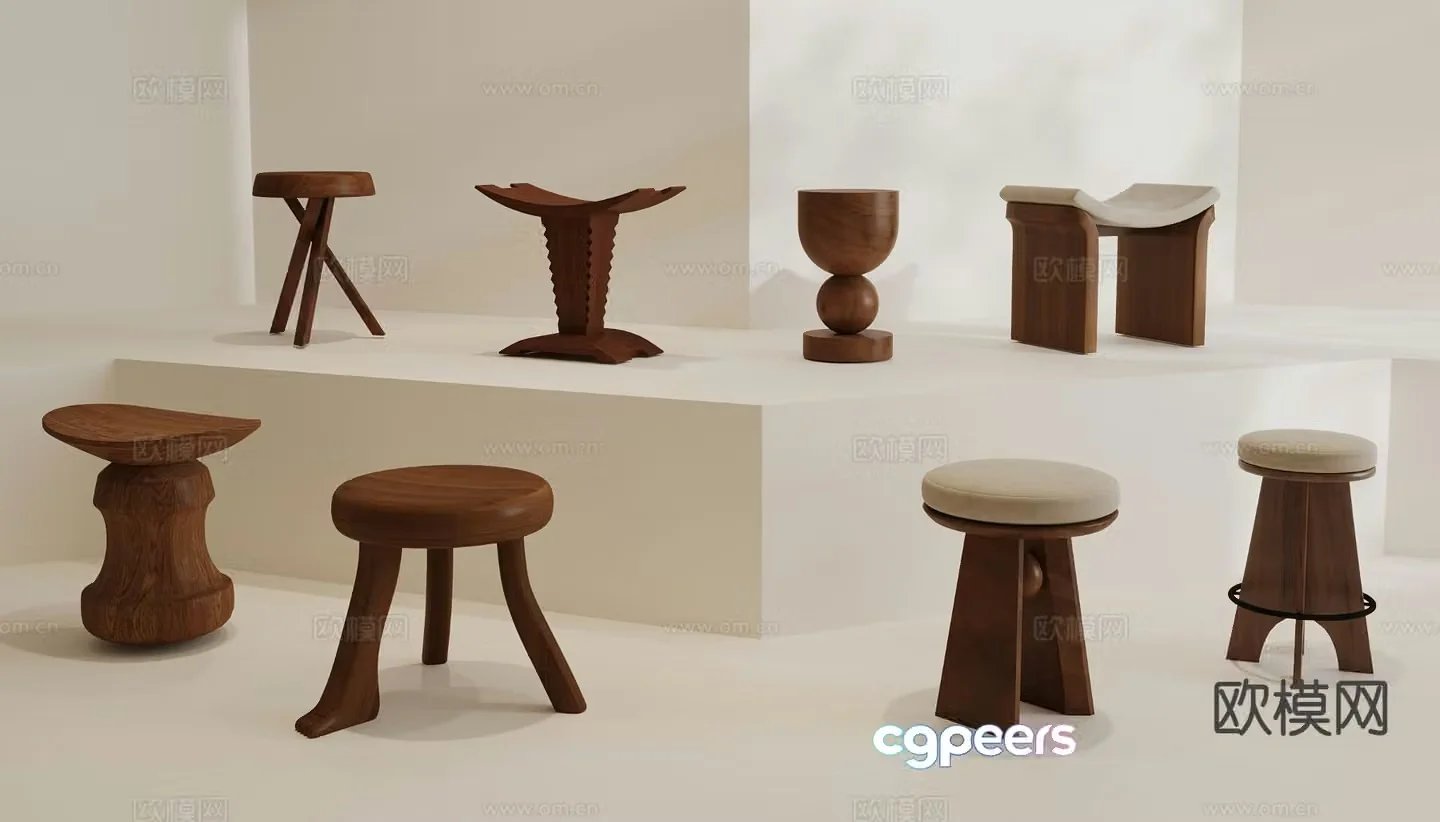 Medieval style round stool shoe changing stool stool dressing stool 3d model