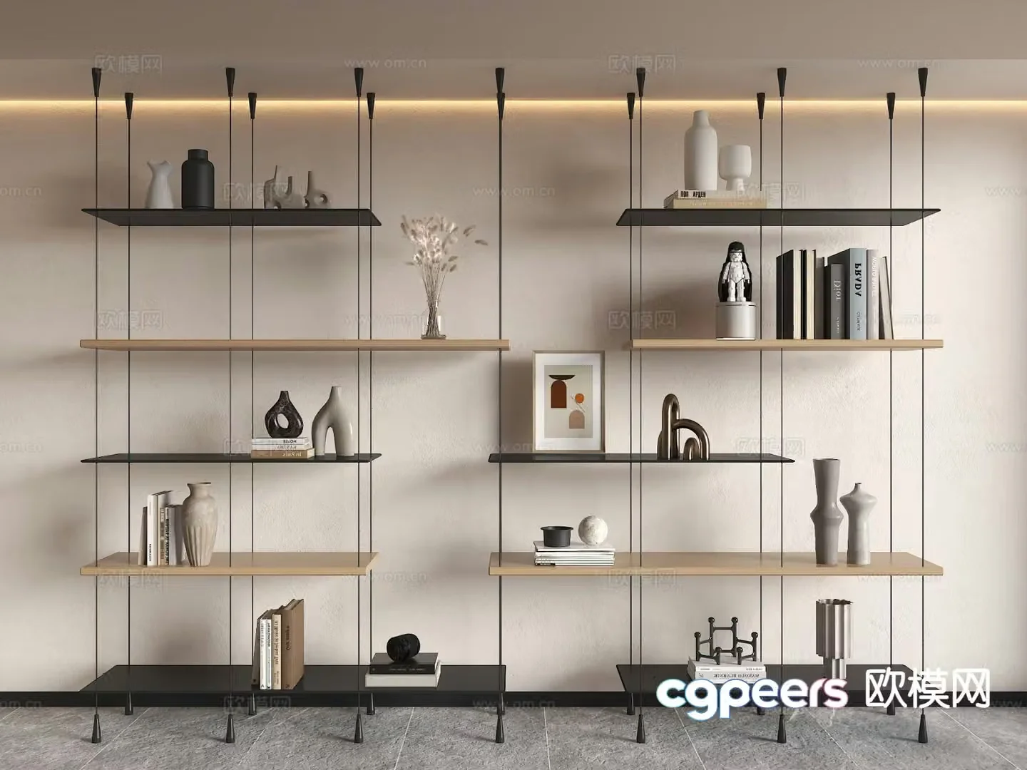 Modern bookshelf storage rack 3d model