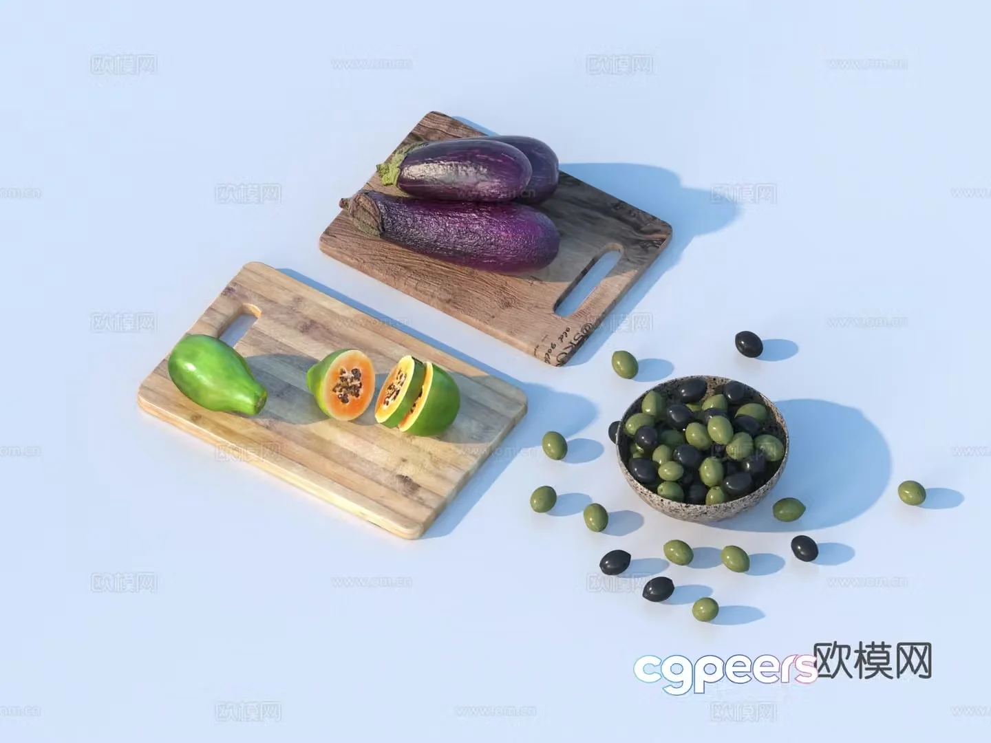 Fruit Wooden Cutting Board Cutting Board 3D Model