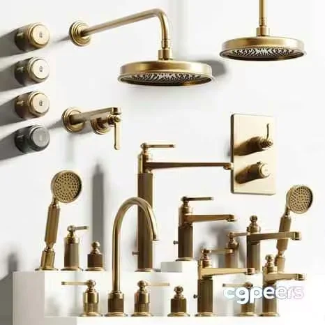 Gold Bathroom Fixtures 3D Model – 14524 – CORONA Render