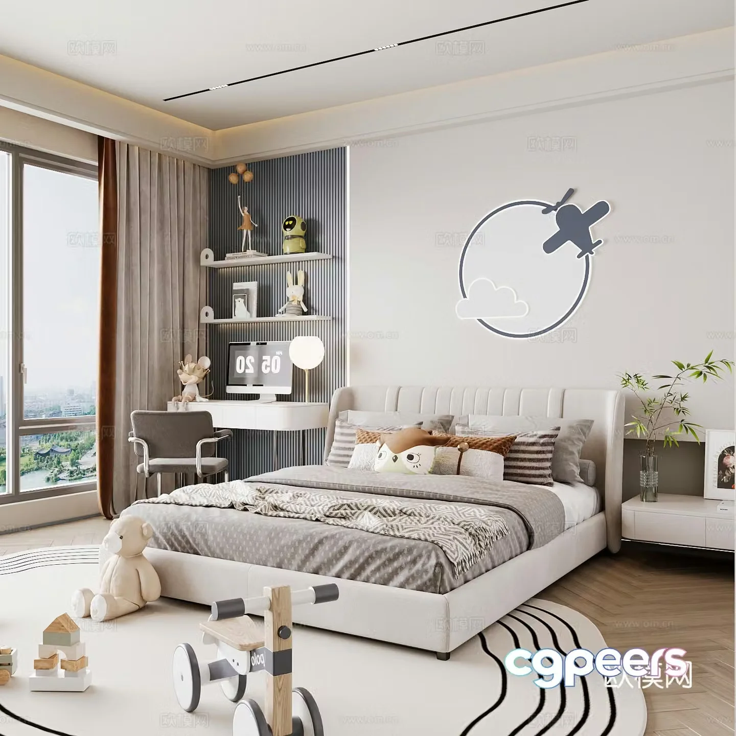 Modern children’s room boy’s room girl’s room children’s bed children’s wardrobe children’s desk 3d model