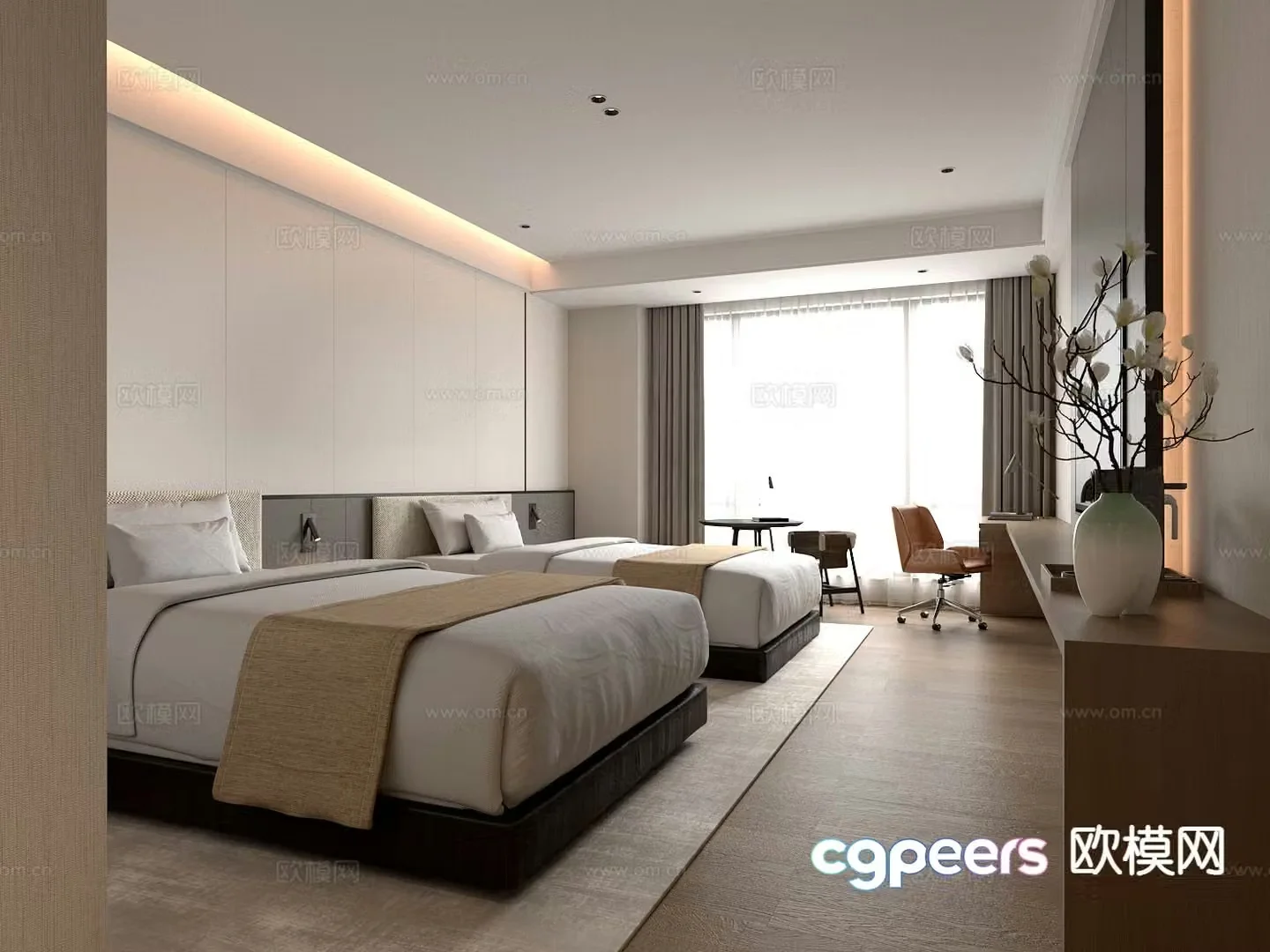 New Chinese hotel room hotel double room 3D model