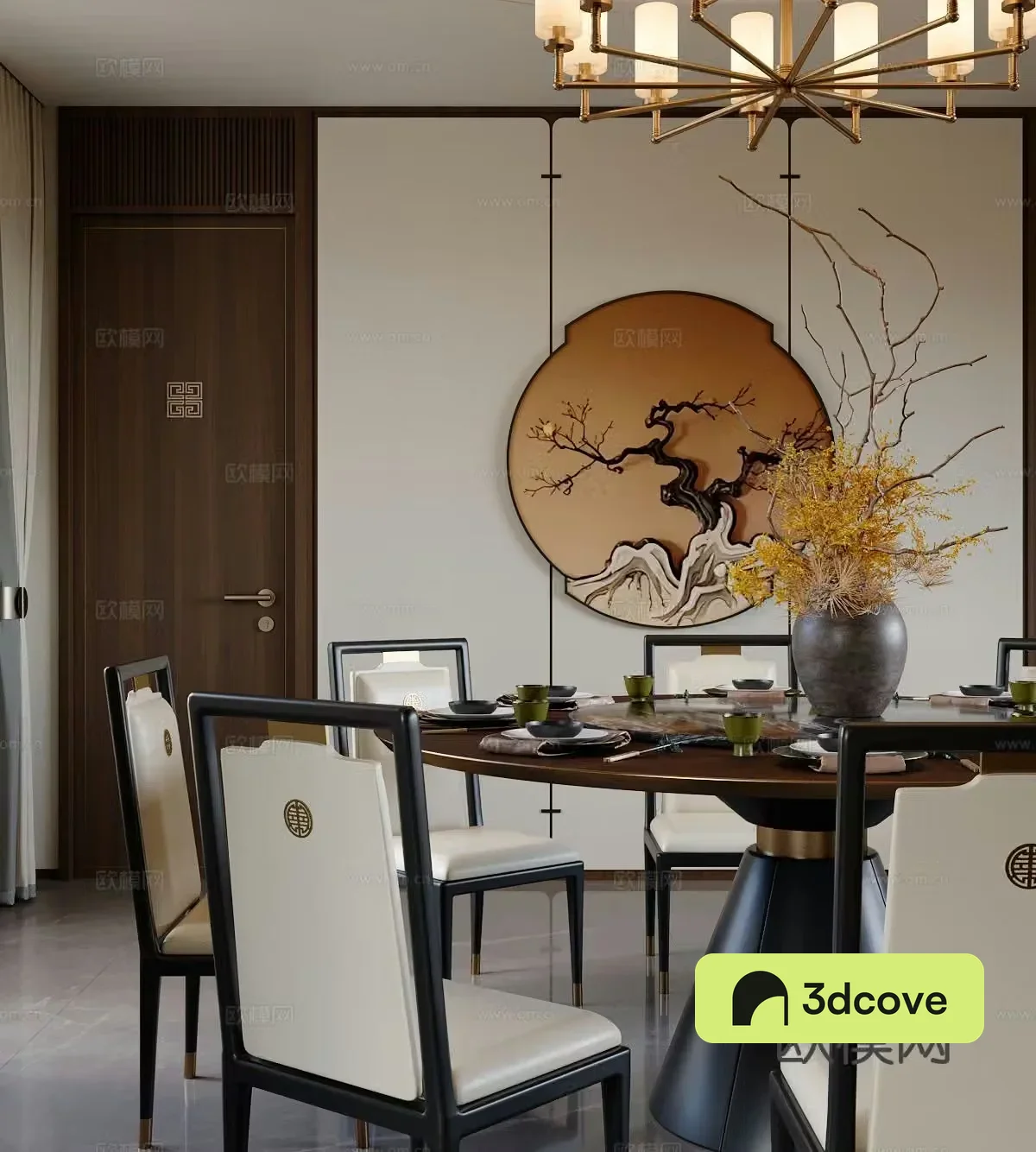 New Chinese dining table and chairs