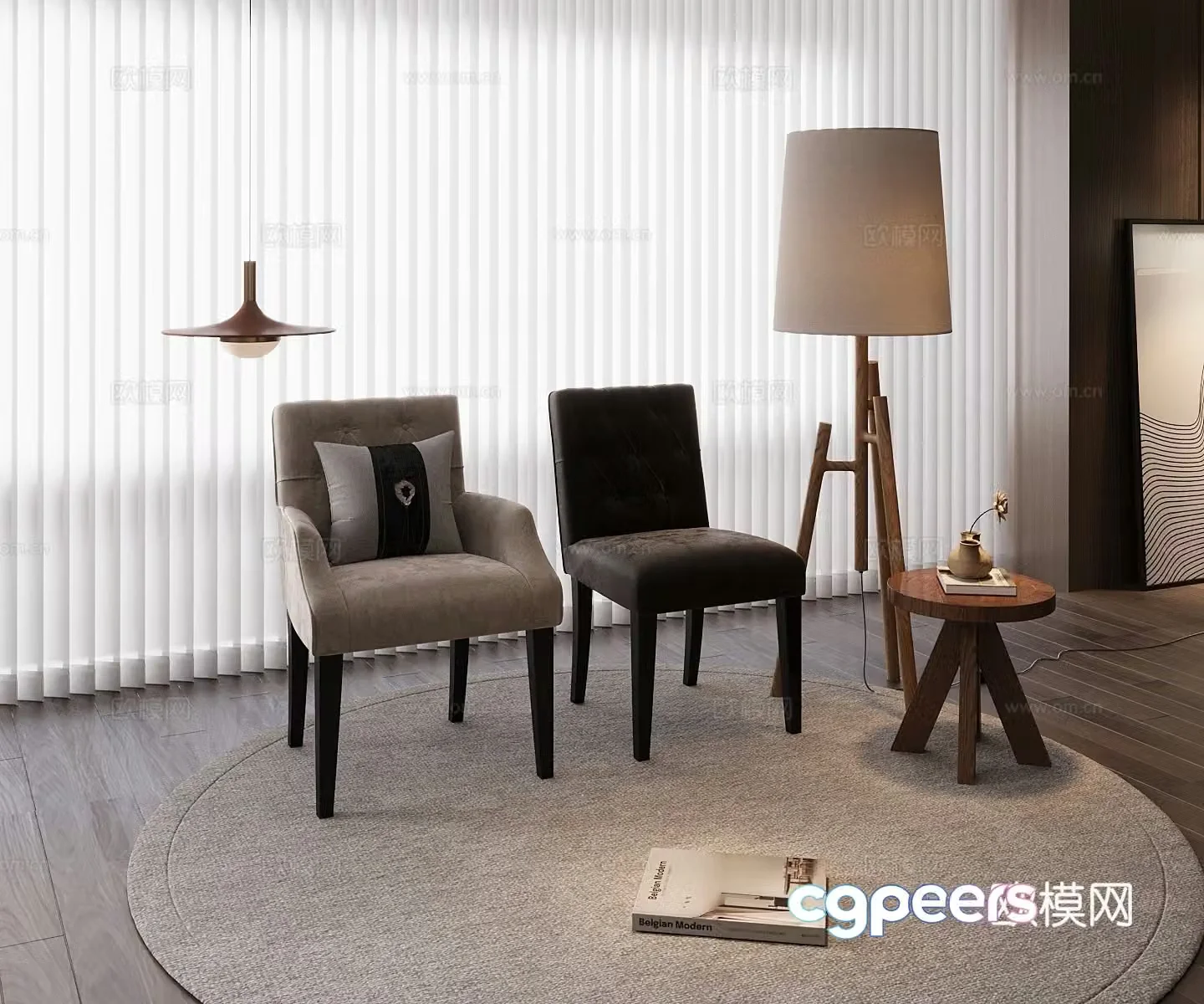 Simple European single chair 3d model