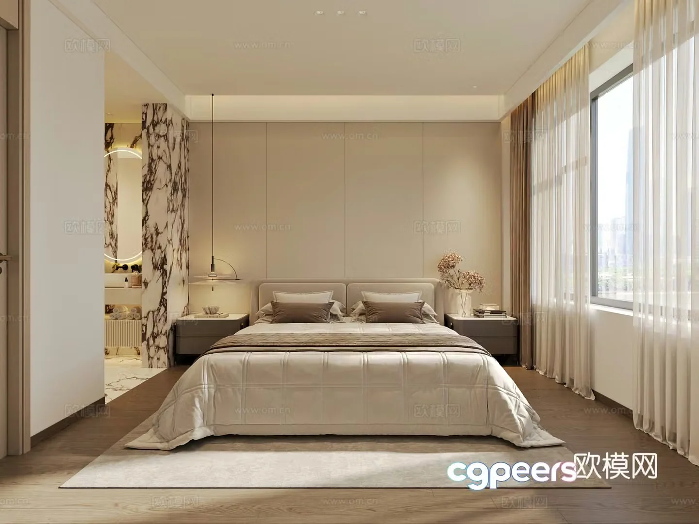 Modern master bedroom 3D model