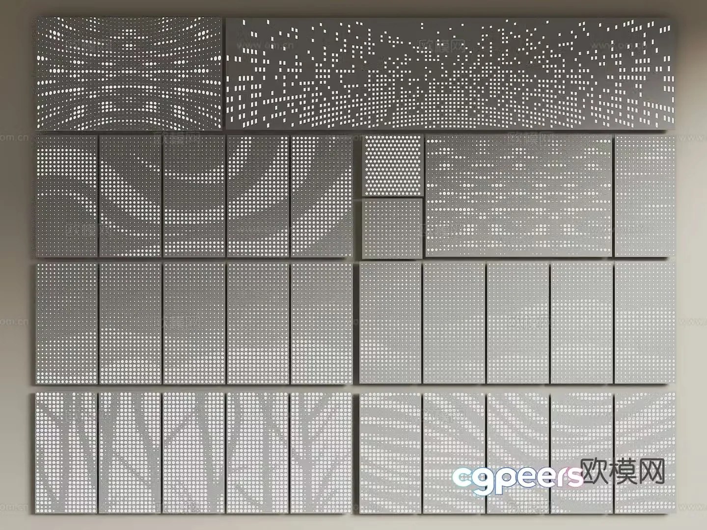 Landscape gradient orifice plate Branch orifice plate Random gradient orifice plate Landscape painting aluminum plate Perforated wall panel 3D model