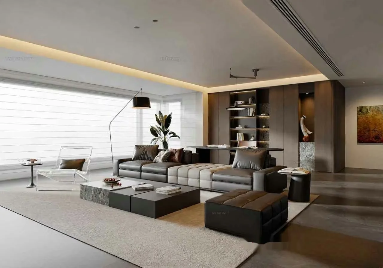 Modern Living Room 3D Model – 7448 – VRAY Render