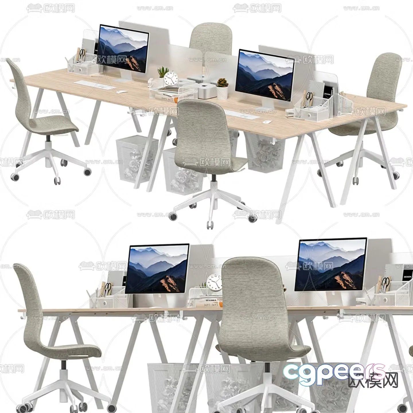 Desk post work station card position 3D model