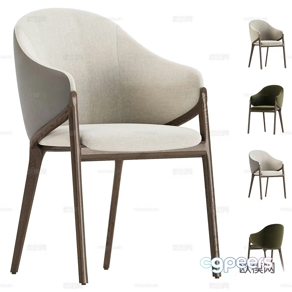 New Chinese walnut armchair 3d model