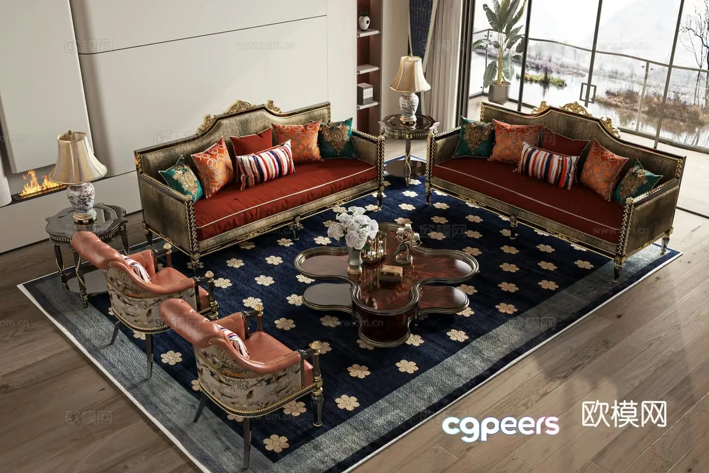 European style modular sofa 3d model