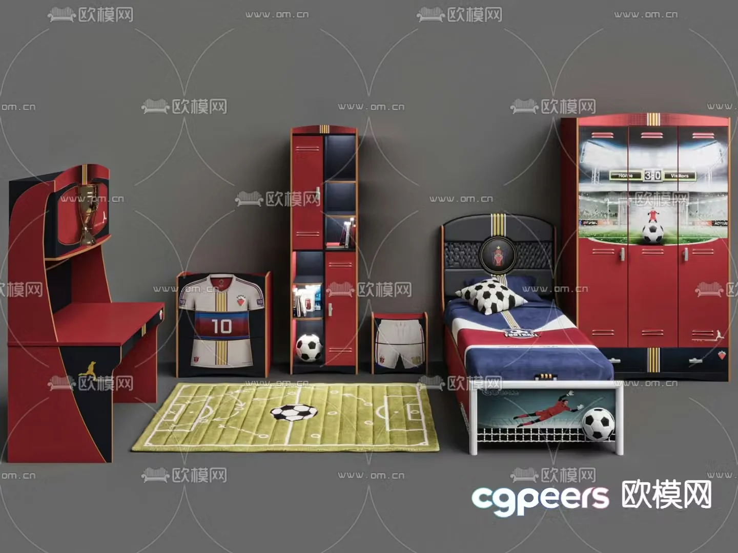 Modern fabric children’s bed 3d model