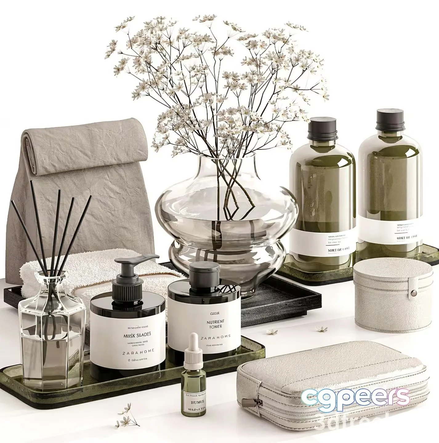 Neutral-Toned Bathroom Products 3D Model – 6684 – VRAY Render